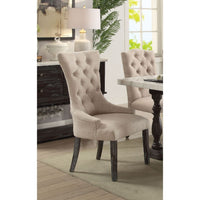 ACME Gerardo Dining Chair (Set-2) in Beige Linen & Weathered Espresso