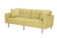 Futon Sleeper Sofa with 2 Pillows Yellow Fabric