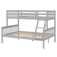 Twin Over Full Bunk Bed with Trundle, Convertible into 2 Beds, the Bunk Bed with Ladder and Safety Rails for Kids, Teens, Adults, Grey