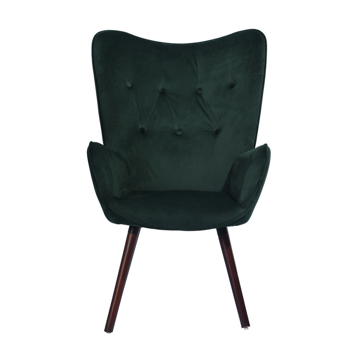 Modern Wingback Accent Armchair Living Room Tufted Velvet Upholstery, Dark Green