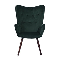 Modern Wingback Accent Armchair Living Room Tufted Velvet Upholstery, Dark Green