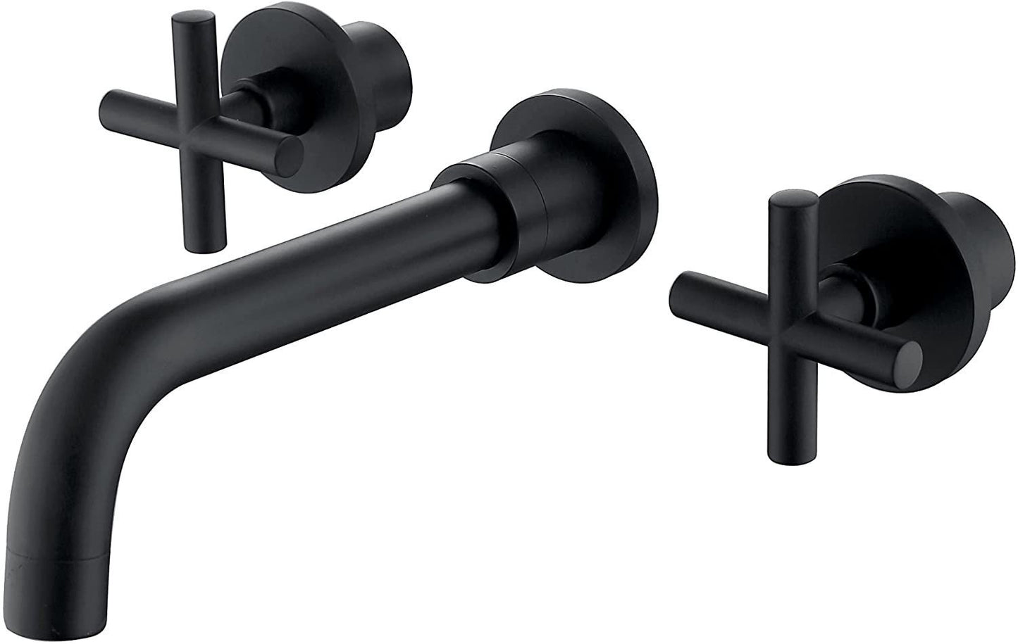 Double Handle Wall Mount Bathroom Faucet Matte Black