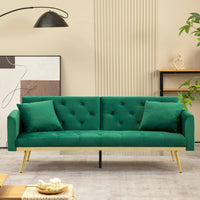 Convertible Futon Sofa Bed, Modern Reclining Futon Loveseat Couch with 2 Pillowa Sleeper Sofa for Dorm Room Living Room