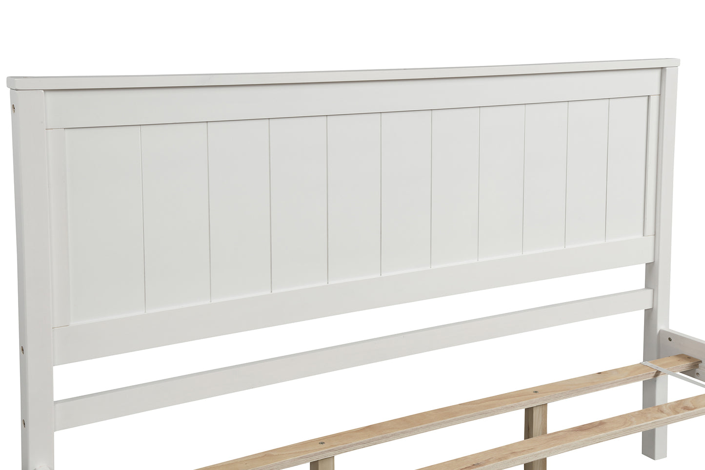 Platform Bed Frame with Headboard, Wood Slat Support, No Box Spring Needed, Queen, White