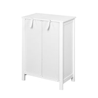 Bathroom Floor Storage Cabinet with Double Door Adjustable Shelf, White