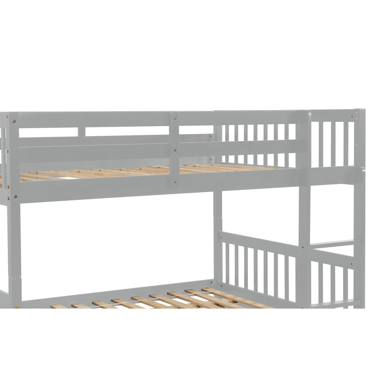 Full Over Full Bunk Bed with Trundle, Convertible to 2 Full Size Platform Bed, Full Size Bunk Bed with Ladder and Safety Rails for Kids, Teens, Adults, Grey