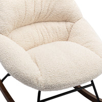 Tufted Upholstered Padded Seat Rocking Chair-Boucle Beige