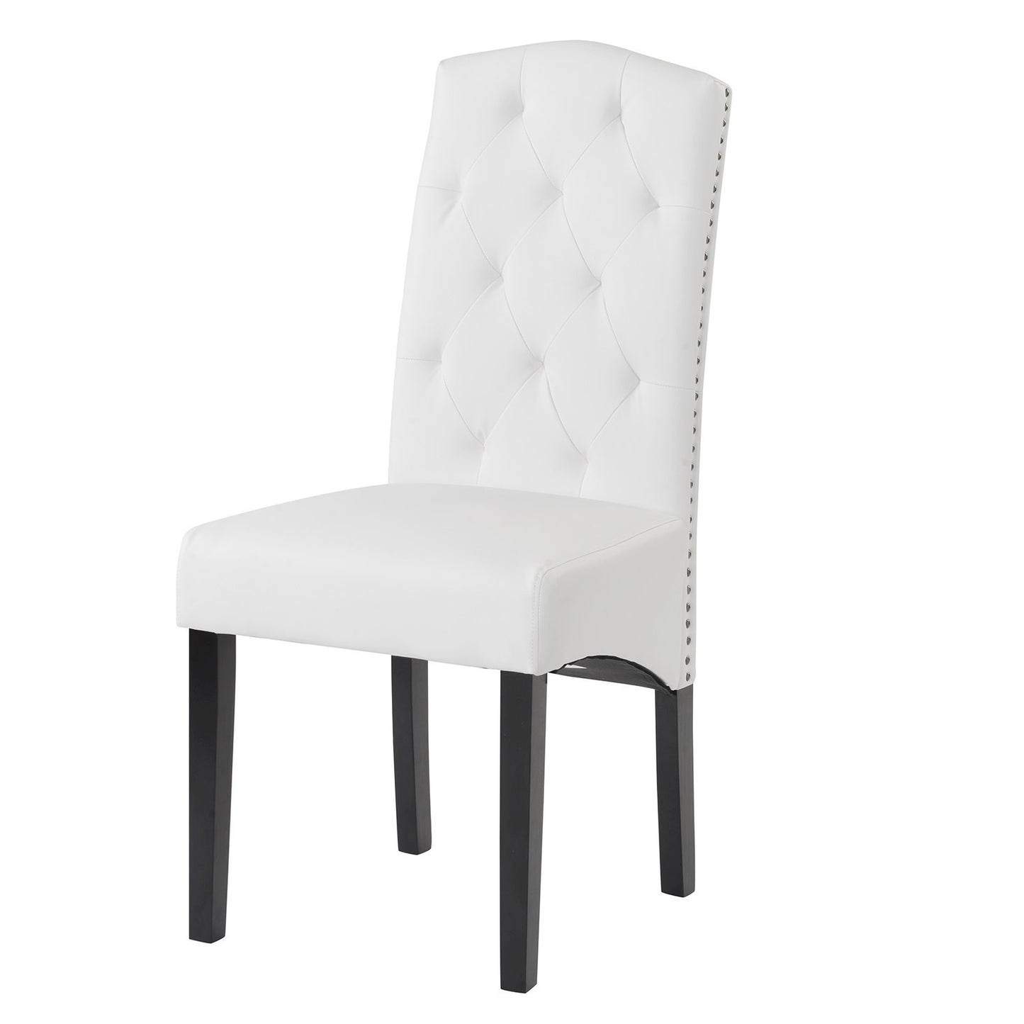 Dining PU Chair with Solid Wood Legs, 18.11" L x 24.01" W x 40.95" H White