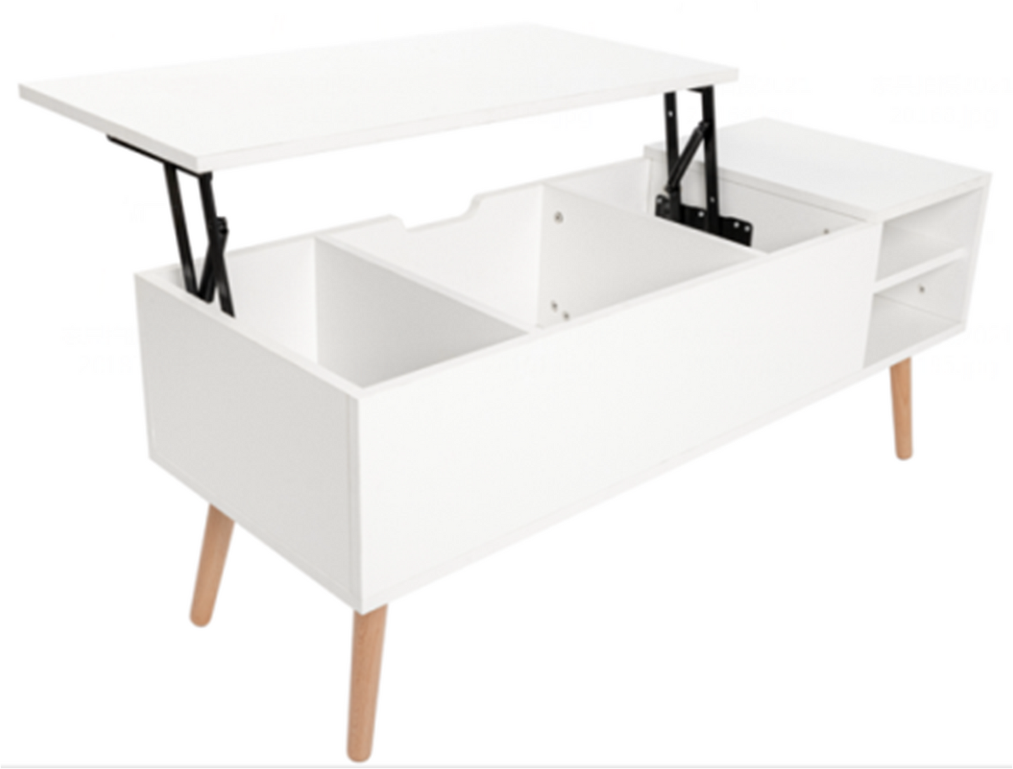 Coffee Table, Computer Table, White, Solid Wood Leg Rest, Large Storage Space