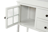 Sideboard Console Table with Bottom Shelf, Farmhouse Wood/Glass Buffet Storage Cabinet Living Room (White)