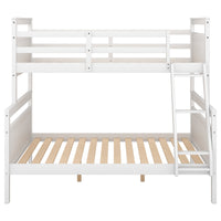 Twin over Full Bunk Bed with ladder, Safety Guardrail, Perfect for Bedroom, White