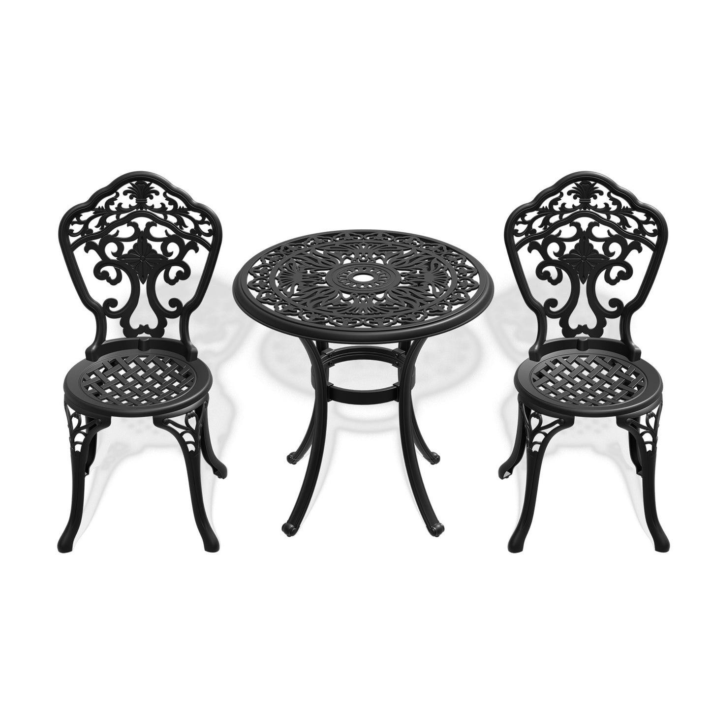 3-Piece Set Of Cast Aluminum Patio Furniture  With Black Frame