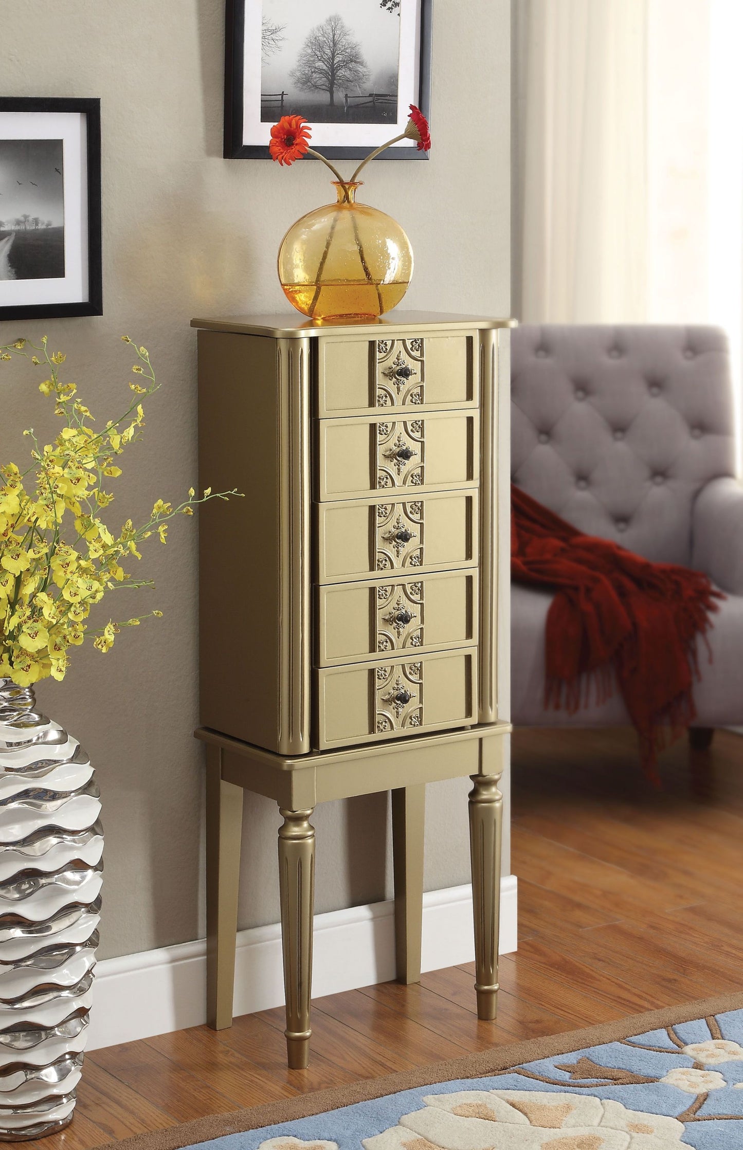 ACME Tammy Jewelry Armoire in Gold