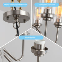 E26 Glass Chandelier Iron 6 Bulbs