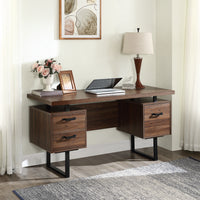 Home Office Computer Desk with Drawers/Hanging Letter-size Files, 59 inch Writing Study Table with Drawers