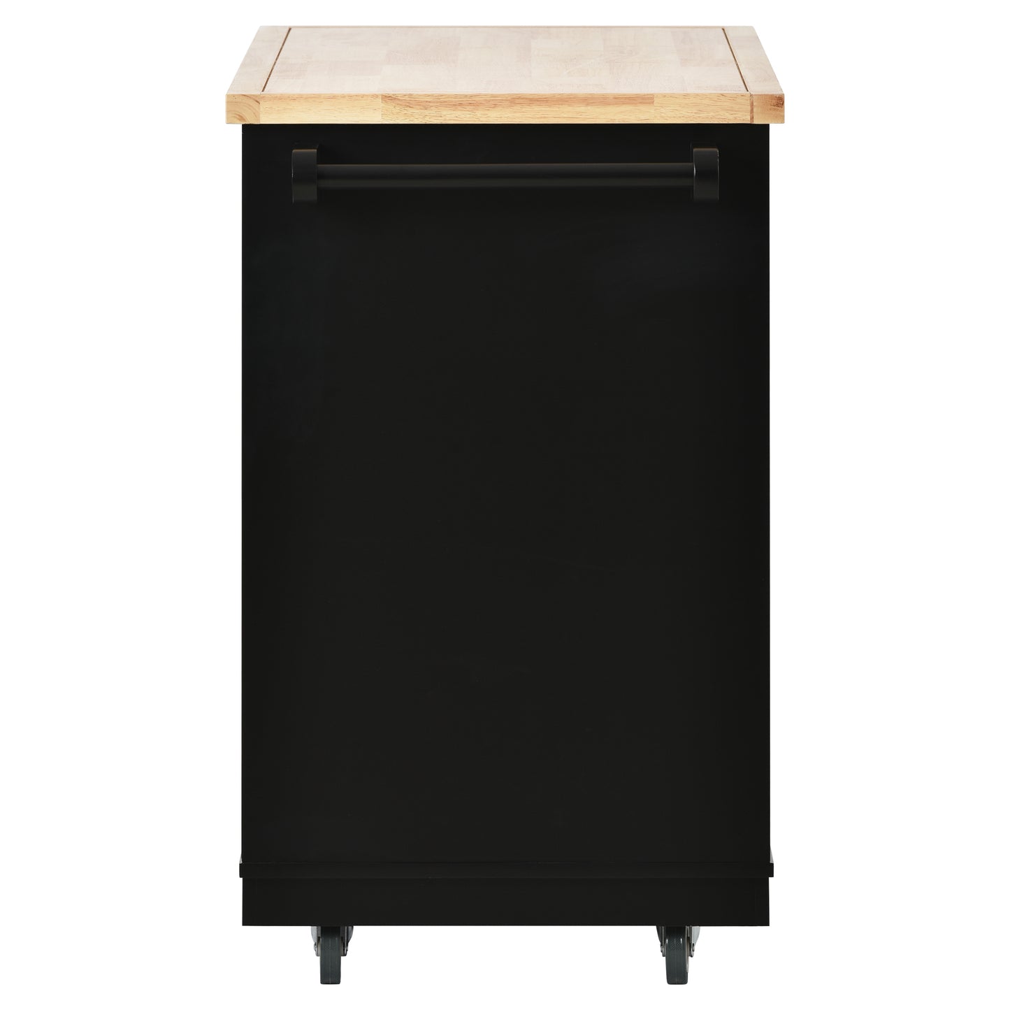 Kitchen Cart Rolling Mobile Kitchen Island Solid Wood Top, Kitchen Cart With 2 Drawers, Tableware Cabinet (Black)