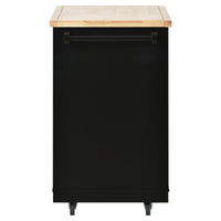 Kitchen Cart Rolling Mobile Kitchen Island Solid Wood Top, Kitchen Cart With 2 Drawers, Tableware Cabinet (Black)