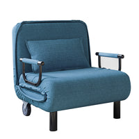 Lounge Chair Adjustable Folding Dual-Purpose Chair Sofa Bed Recliner Chair - Blue with Pillow