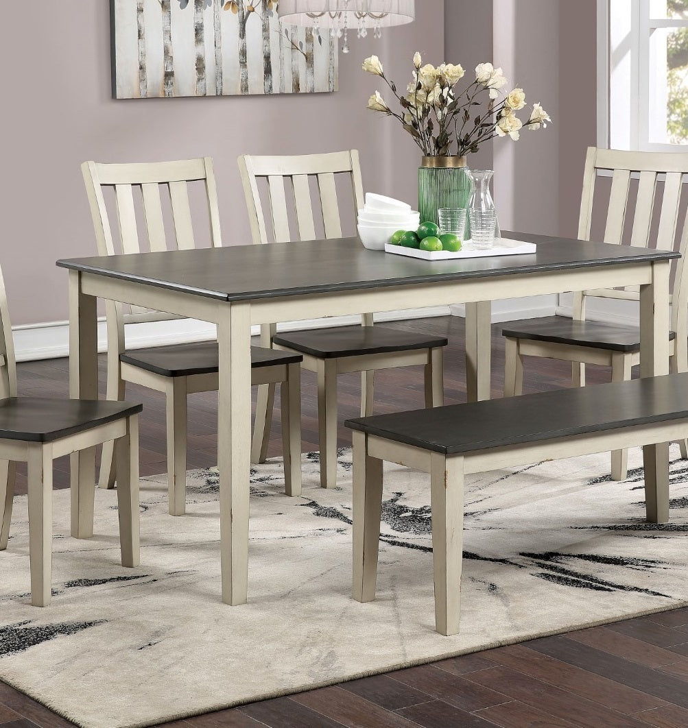 Dining Room Furniture 1pc Dining Table Only Dual Tone Design Antique White / Gray Solid wood Table