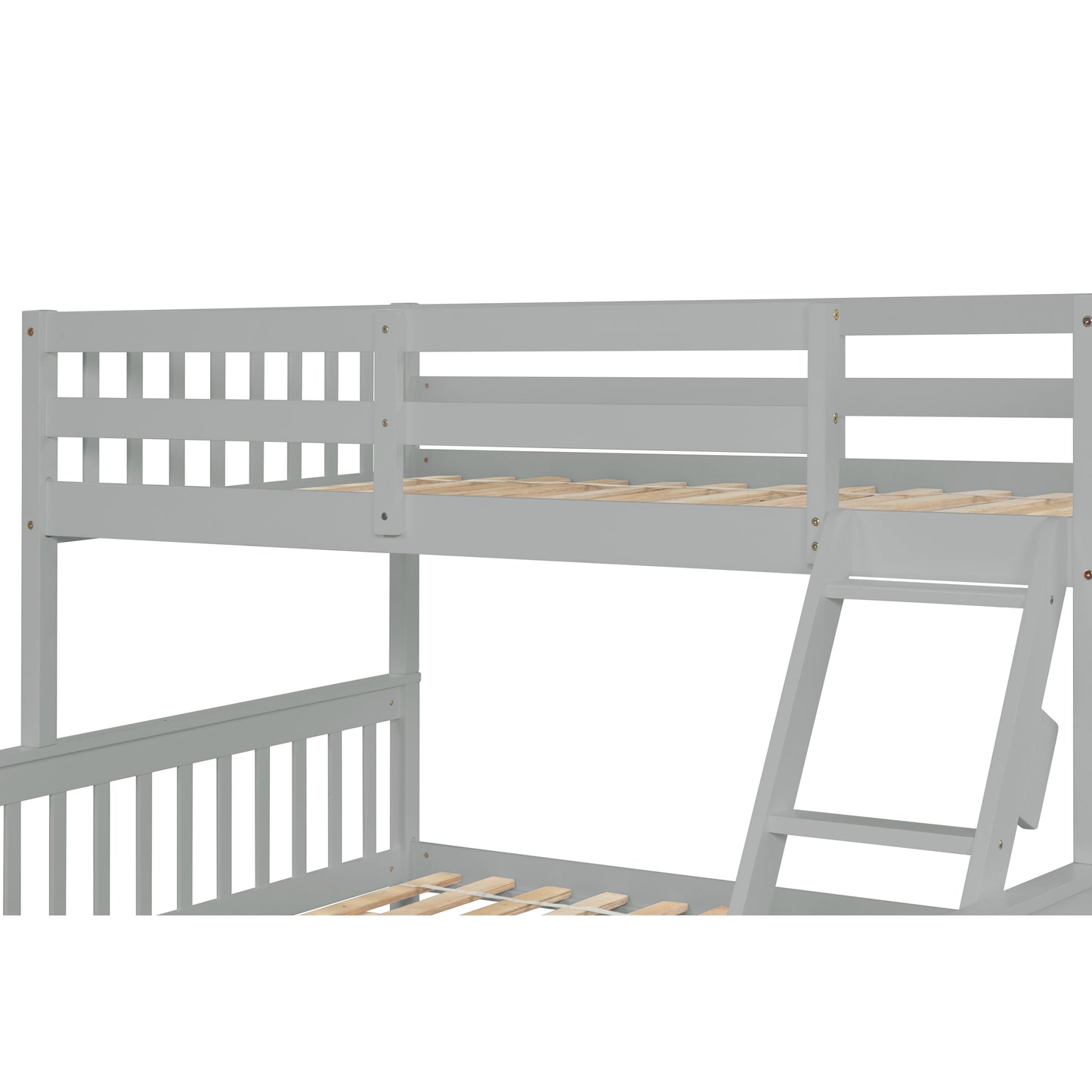 Twin Over Full Bunk Bed with Trundle, Convertible into 2 Beds, the Bunk Bed with Ladder and Safety Rails for Kids, Teens, Adults, Grey