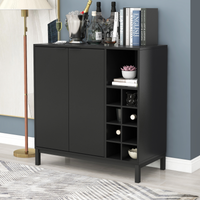 K&K Sideboards and Buffets With Storage Coffee Bar Cabinet Wine Racks Storage Server Dining Room Console 34 Inch (Black)