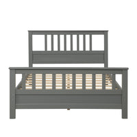 Wood Platform Bed with Headboard and Footboard, Full (Gray)