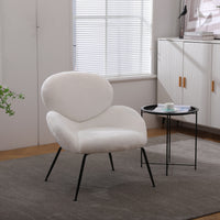 Modern Sherpa Chairs Accent Armchairs for Living Dining Room, Upholstered  Chairs with Black Metal Legs, Comfy and Soft Chairs for Bedroom, Cute Vanity Chairs