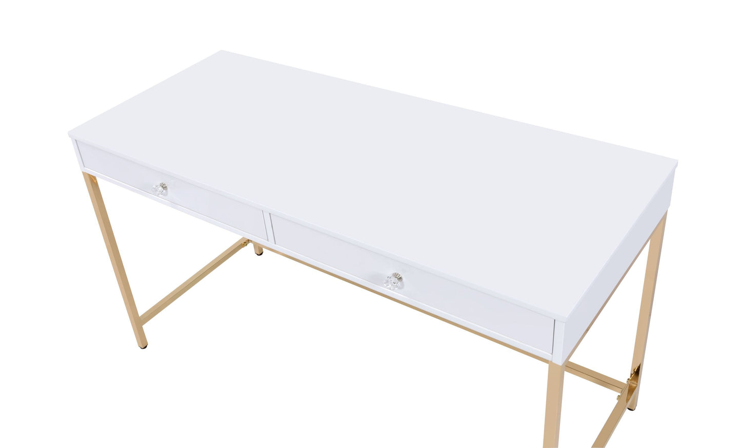 ACME Ottey Vanity Desk  in White High Gloss & Gold Finish