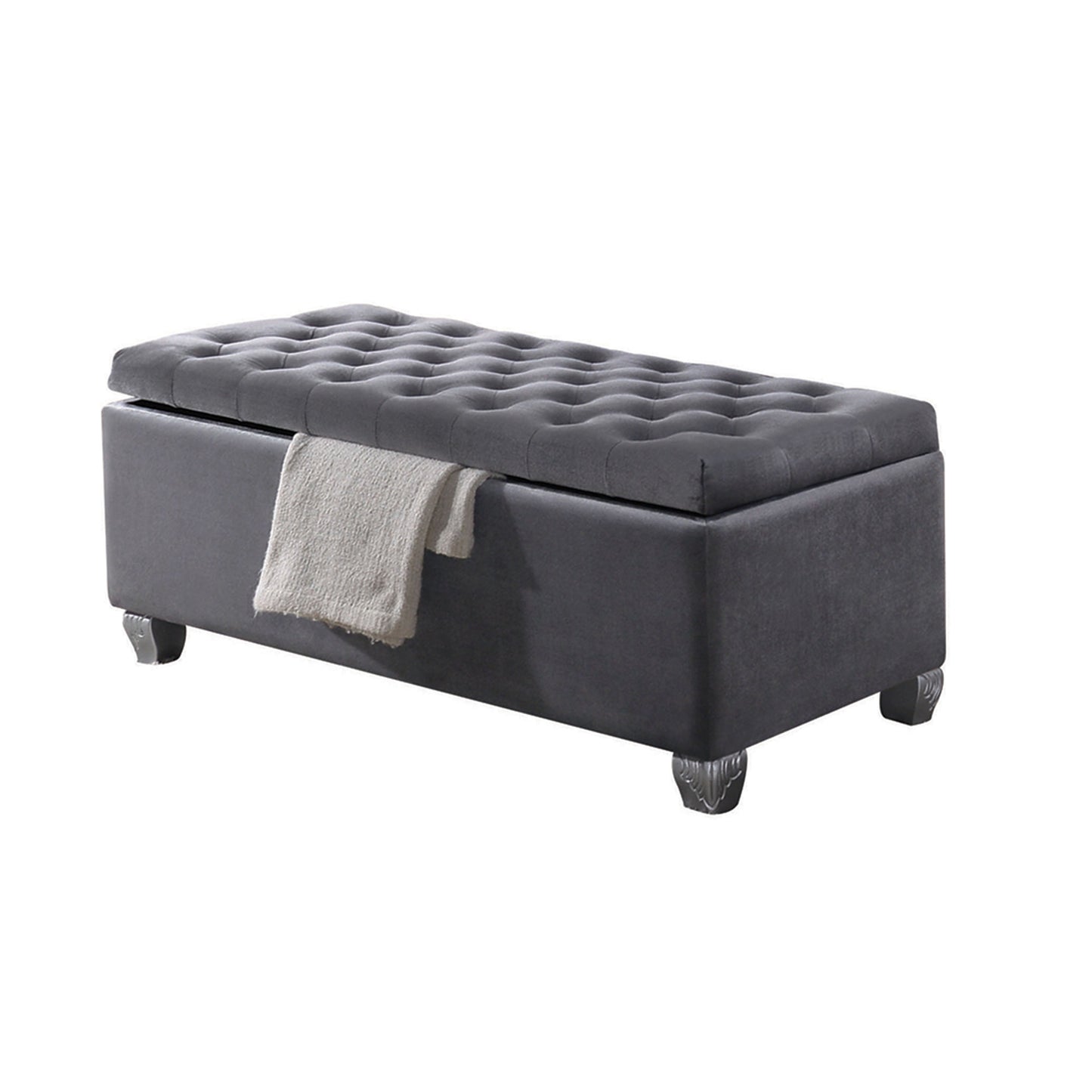 ACME Rebekah Bench w/Storage in Gray Fabric