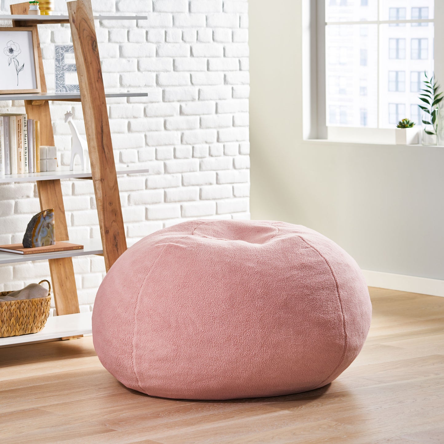 Enger Shearling 3 Foot Bean Bag, Lavender Pink