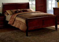 Queen Size Bed Cherry Louis Phillipe Solidwood 1pc Bed Bedroom Sleigh Bed Bedroom Furniture