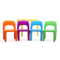 Kid Table and 4 Chairs Set, 5 PCs Kid Furniture with Activity Table and Colorful Chair for School Home Play Room