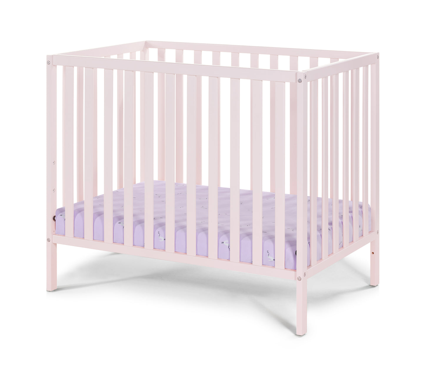 Palmer 3-in-1 Convertible Mini Crib Pastel Pink w/ Mattress Pad