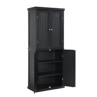 Freestanding Tall Kitchen Pantry, 72.4" Minimalist Kitchen Storage Cabinet Organizer with 4 Doors and Adjustable Shelves, Black