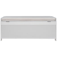 Storage Bench with 3 Shutter-shaped Doors, Shoe Bench with Removable Cushion and Hidden Storage Space (White)