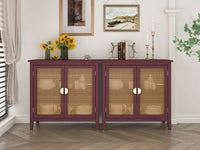 Set of 2, 2 Door Cabinet,Naturel Rattan,Suitable for Bedroom, Living Room, Study