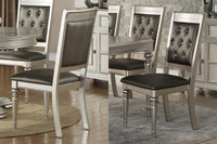 Luxury Silver Accent Tufted Upholstered Chairs Set of 2 Dining Side Chairs