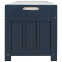 Storage Bench with 3 Shutter-shaped Doors, Shoe Bench with Removable Cushion and Hidden Storage Space (Antique Navy)