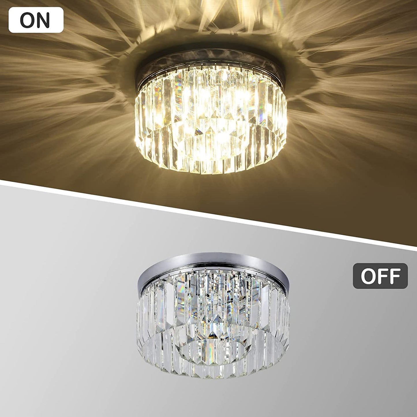 Modern Small Crystal Flush Mount Light with 6 Lights