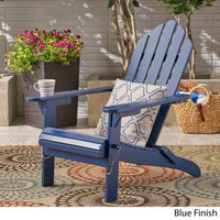 Outdoor Foldable Solid Wood Chair Dark Blue