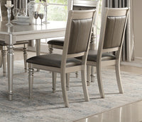 Luxury Silver Accent Tufted Upholstered Chairs Set of 2 Dining Side Chairs