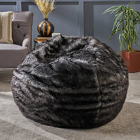 Cassell Modern Glam Faux Fur 3 Foot Bean Bag, Black and White