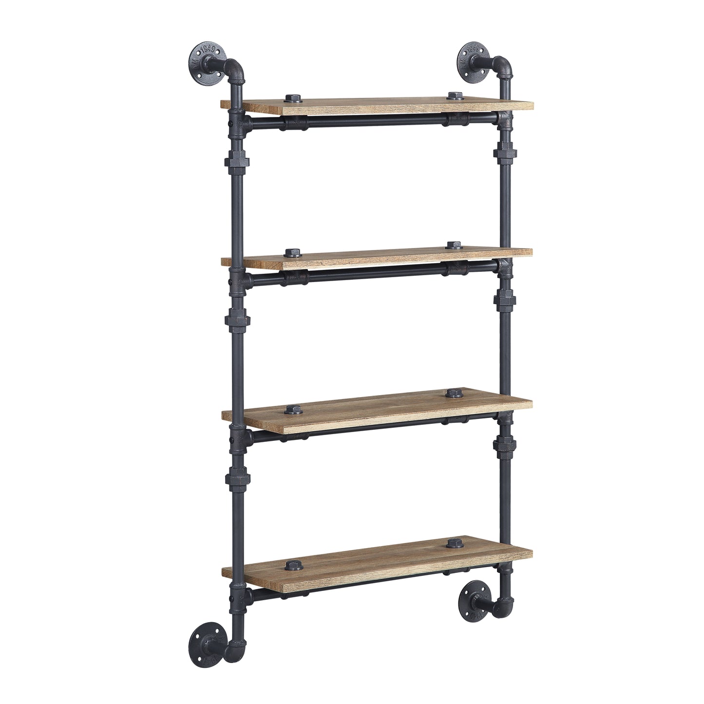 ACME Brantley Wall Rack w/4 Shelves in Oak & Sandy Black Finish