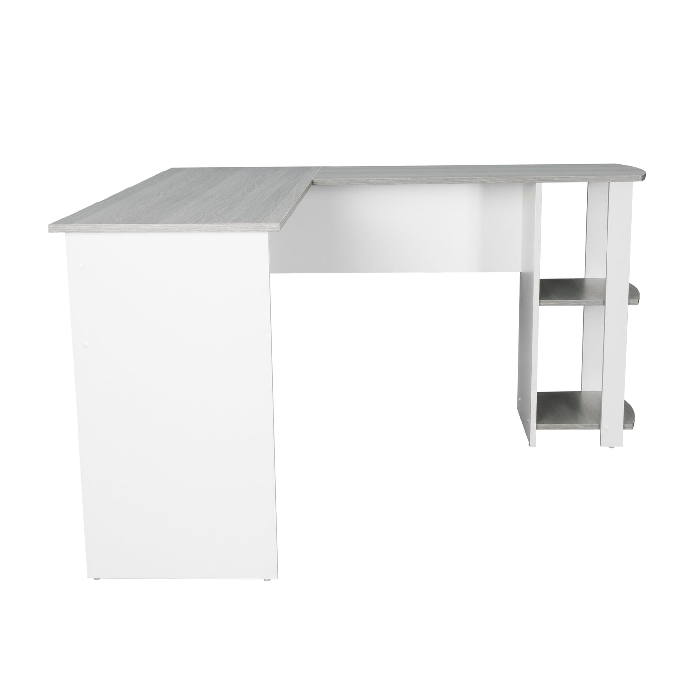 Techni Mobili Modern L-Shaped Desk with Side Shelves, Grey