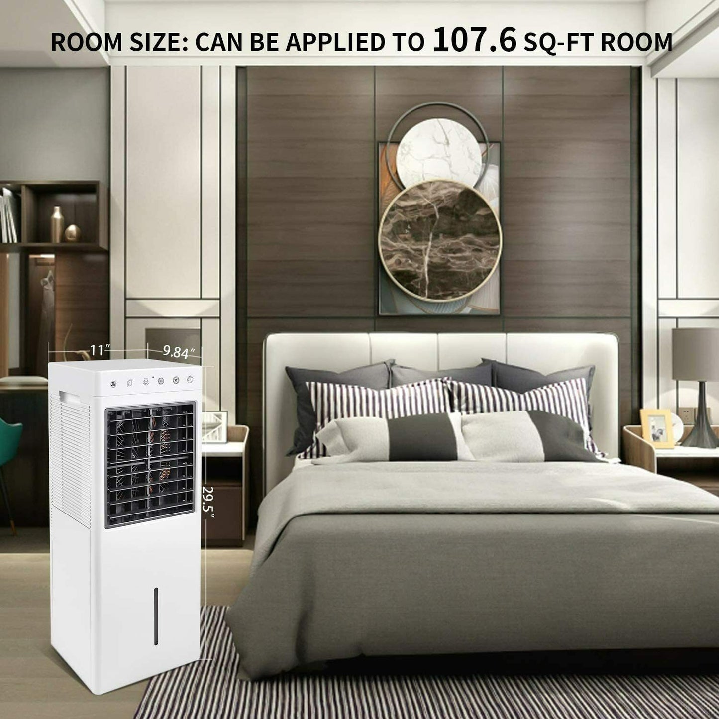 Simple Deluxe 30" Evaporative Air Cooler Fan with Humidification, Repellent and Anion Function, 2 Gallon Water Tank, 3 Speeds Setting, Remote Control, White