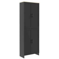 HOMCOM 72" Freestanding Kitchen Pantry, 4-Door Storage Cabinet Organizer with Adjustable Shelves, Kitchen Cabinet with Doors and Shelves, Black