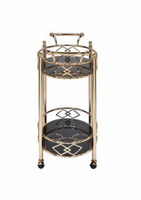 ACME Ottesen Serving Cart, Gold & Black Glass