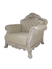 ACME Dresden  Chair w/2 Pillows, Synthetic Leather & Bone White Finish LV01690