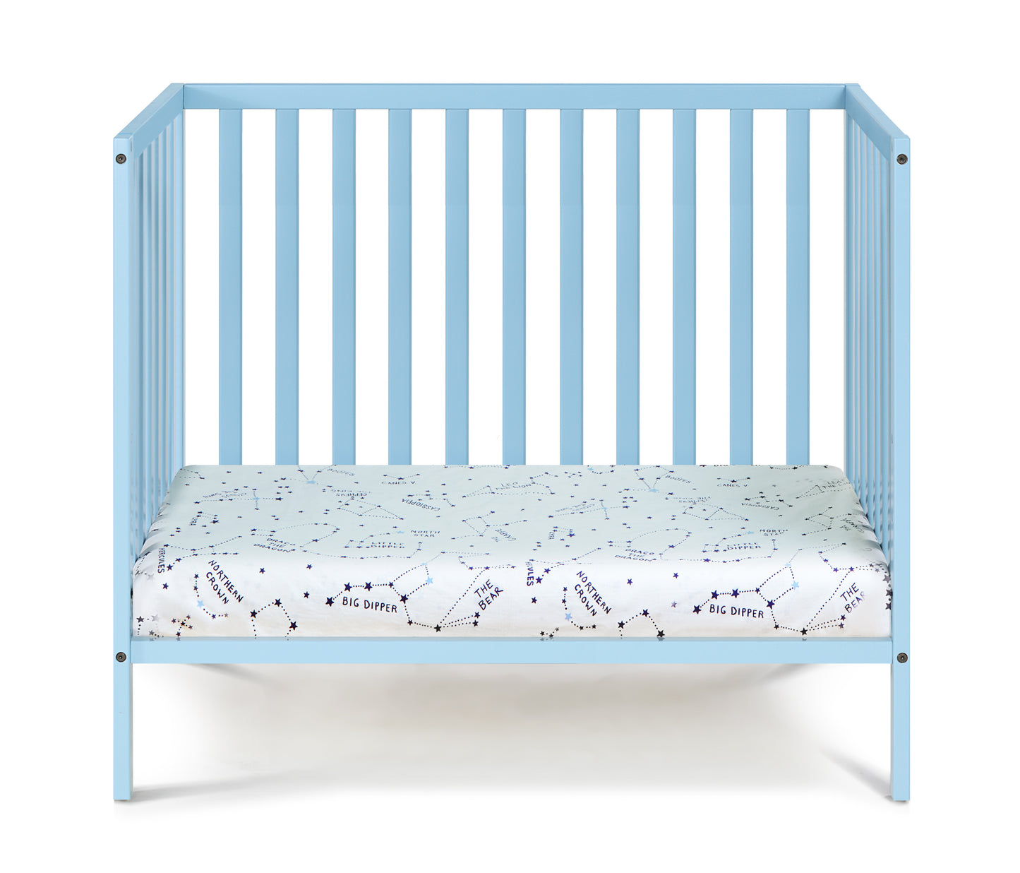 Palmer 3-in-1 Convertible Mini Crib Baby Blue w/ Mattress Pad