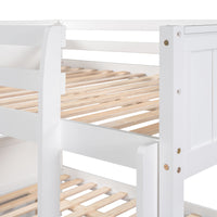 Full Over Full Bunk Bed with Twin Size Trundle, White